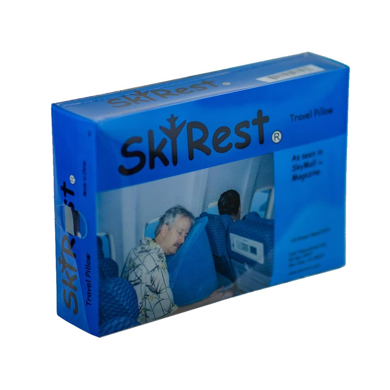 SkyRestÂ® Inflatable Head Neck Rest Travel Pillow - Portable Patented Design Napping Pillows for Airplanes Buses Cars Office Trains Outdoor Camping - Gift for Men Women - Image 1